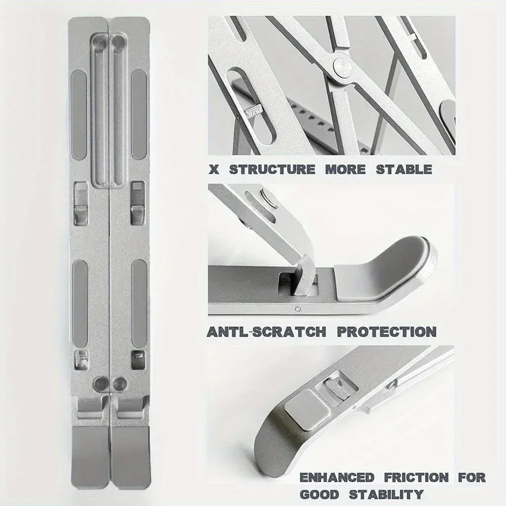 Support pour ordinateur portable réglable sur 6 niveaux - Conception pliable et portable pour ordinateurs portables et tablettes de 8 à 14 pouces, ventilation et gestion de la chaleur améliorées 3