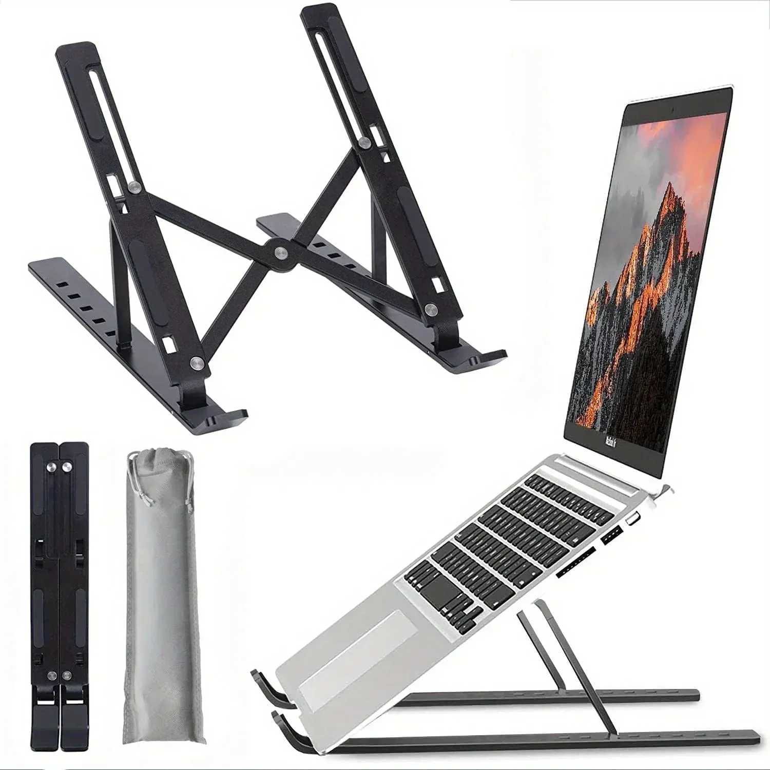 Support pour ordinateur portable réglable sur 6 niveaux - Conception pliable et portable pour ordinateurs portables et tablettes de 8 à 14 pouces, ventilation et gestion de la chaleur améliorées 7