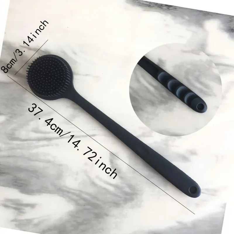 Brosse de bain en silicone à long manche, double face, extensible, brosse de massage et gratte-dos pour hommes et femmes 4
