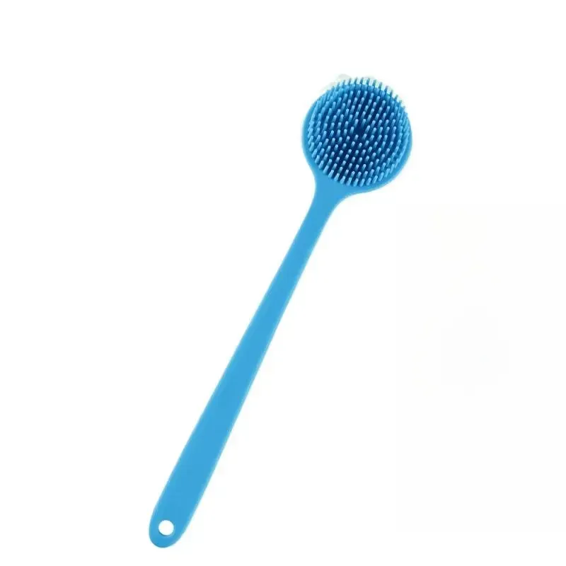 Brosse de bain en silicone à long manche, double face, extensible, brosse de massage et gratte-dos pour hommes et femmes 11