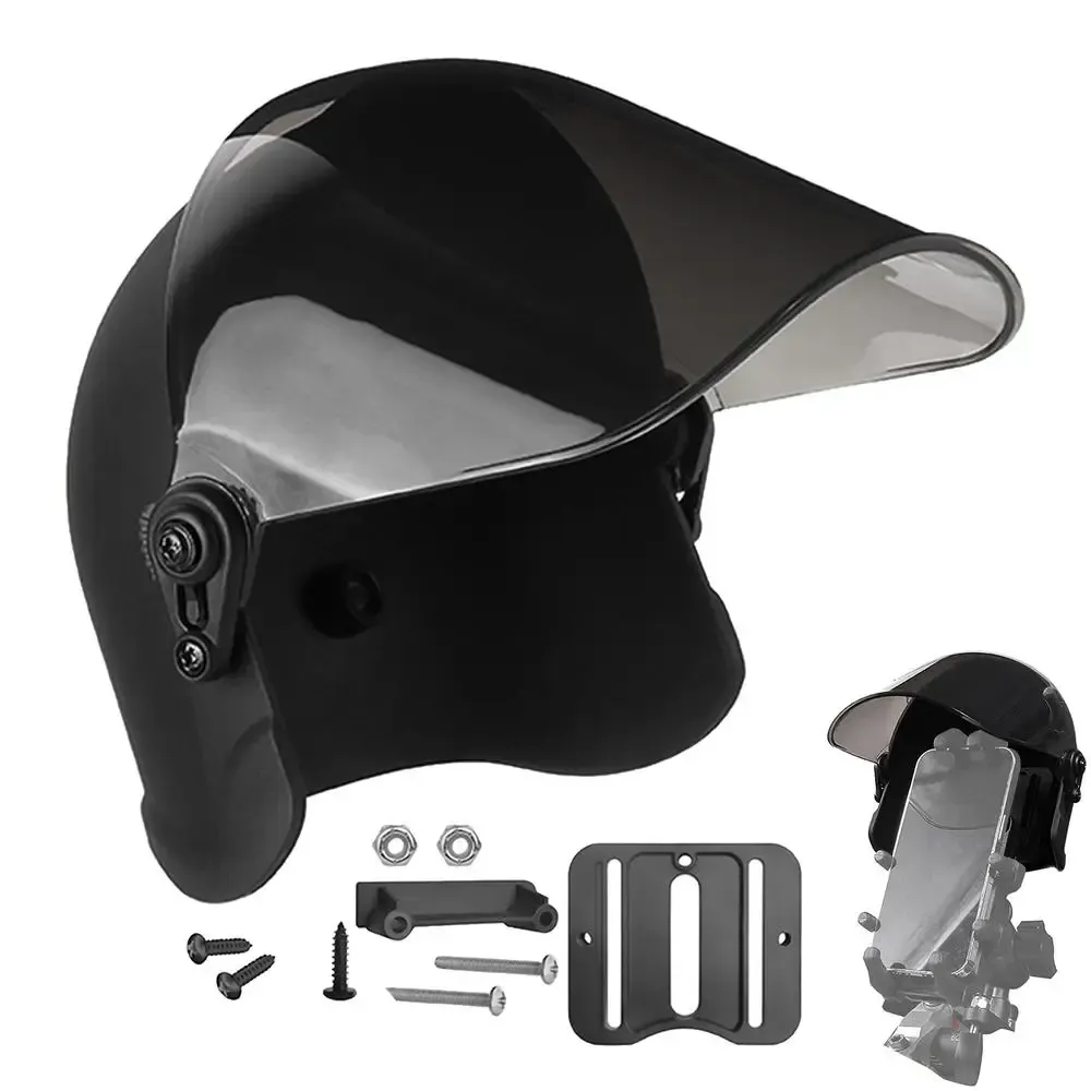Vue détaillée du support de téléphone à visière pour moto
