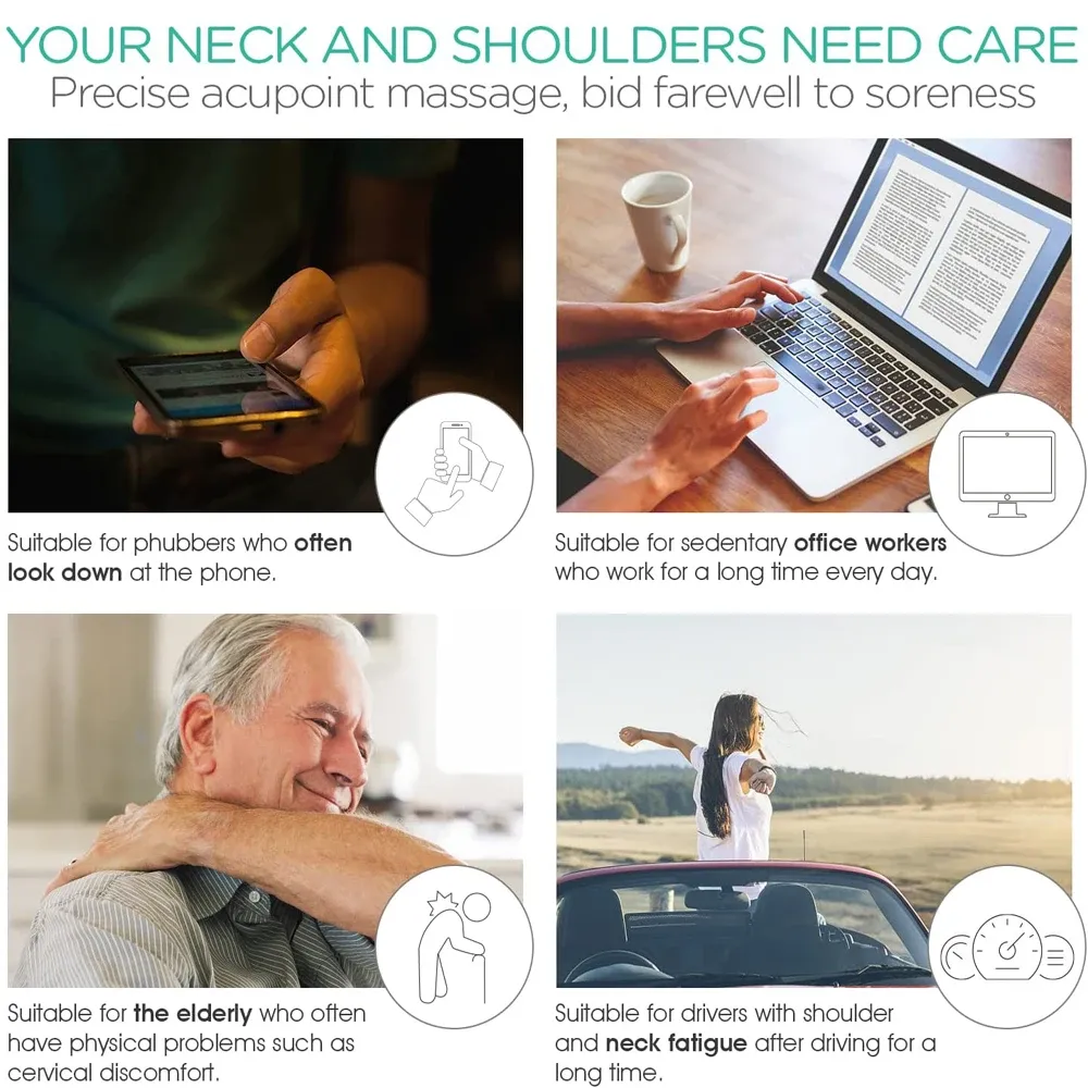 Masseur de cou Shiatsu à tissus profonds, masseur d'épaules à double point de déclenchement pour soulager la douleur, poignée ergonomique, léger et portable 3