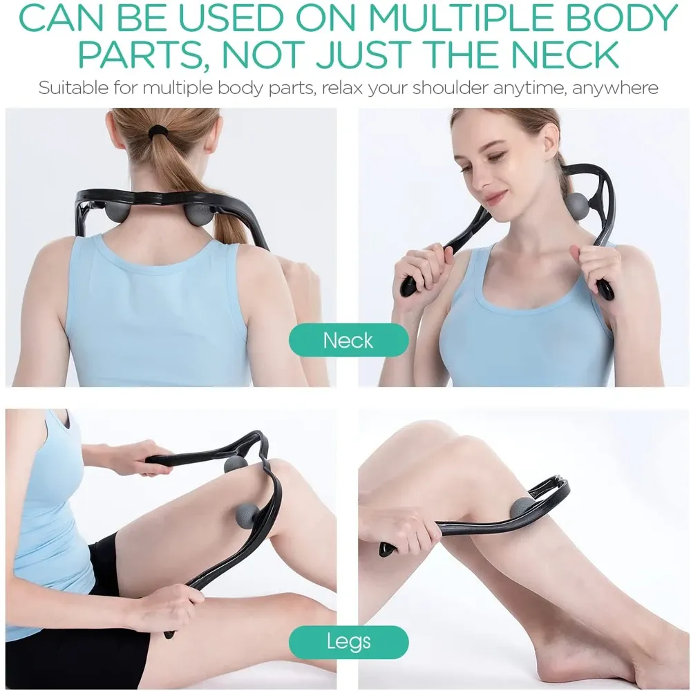 Masseur de cou Shiatsu à tissus profonds, masseur d'épaules à double point de déclenchement pour soulager la douleur, poignée ergonomique, léger et portable 4