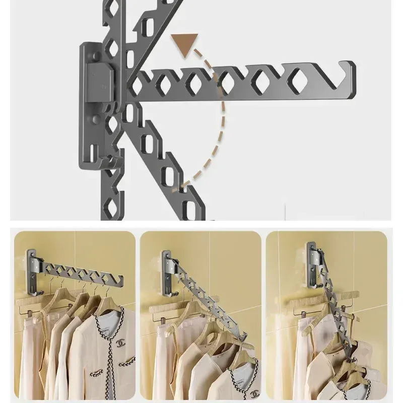 Étendoir à vêtements mural d'angle réglable et pliable, grande capacité 6