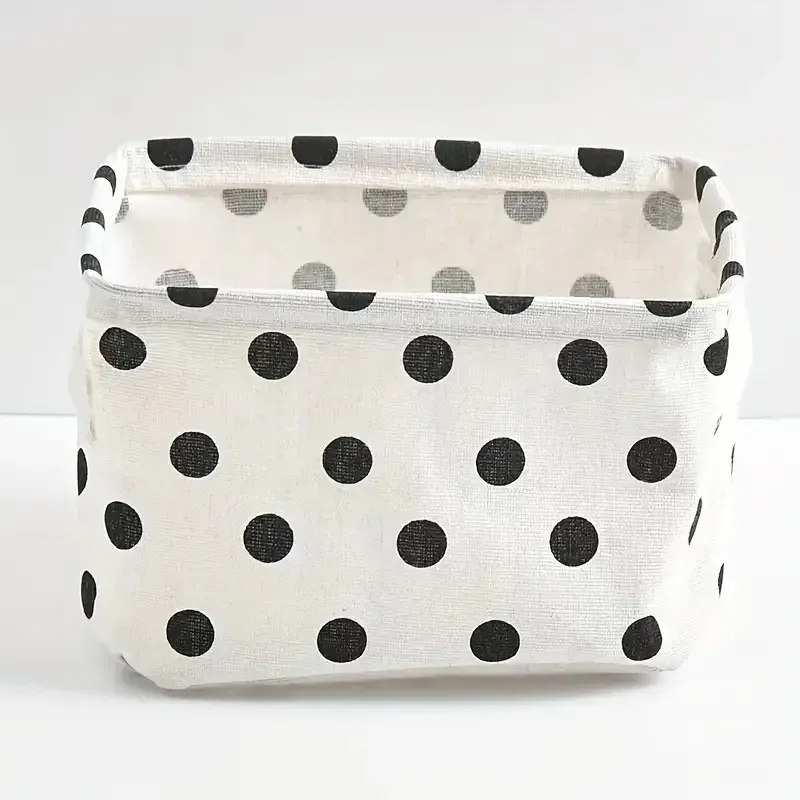 Petit panier de rangement pliable en toile avec poignée, boîte de bureau en coton et lin