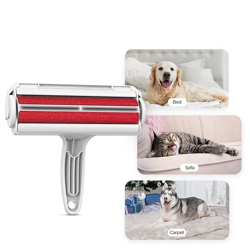 Rouleau anti-poils pour animaux de compagnie autonettoyant, utilisable d'une seule main 3