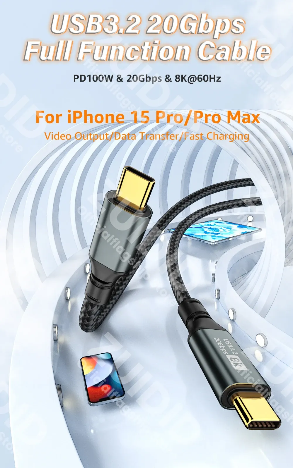 Vue détaillée du câble USB-C premium