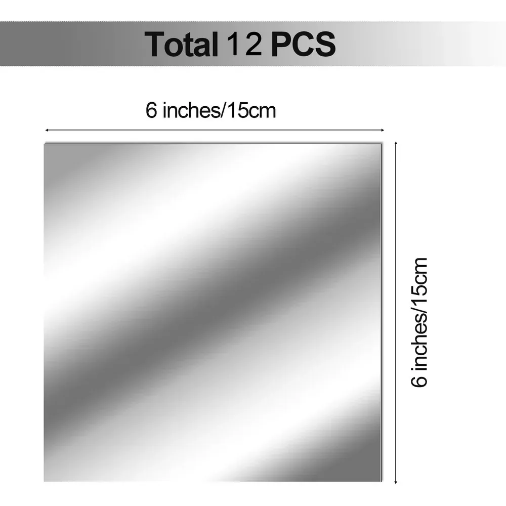 Lot de 5 ou 12 miroirs muraux autocollants 3D auto-adhésifs, 15 cm 2