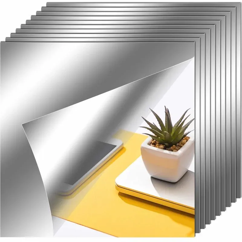 Lot de 5 ou 12 miroirs muraux autocollants 3D auto-adhésifs, 15 cm
