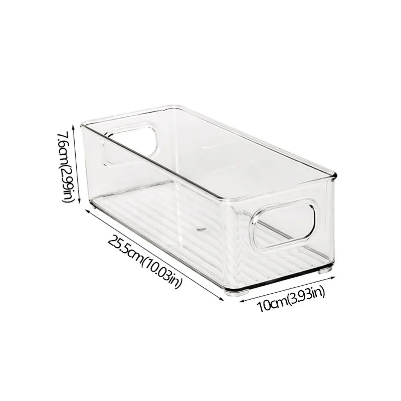 Bac de rangement empilable pour réfrigérateur avec poignée, en plastique transparent 10