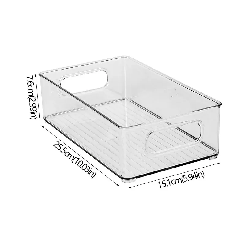 Bac de rangement empilable pour réfrigérateur avec poignée, en plastique transparent 9
