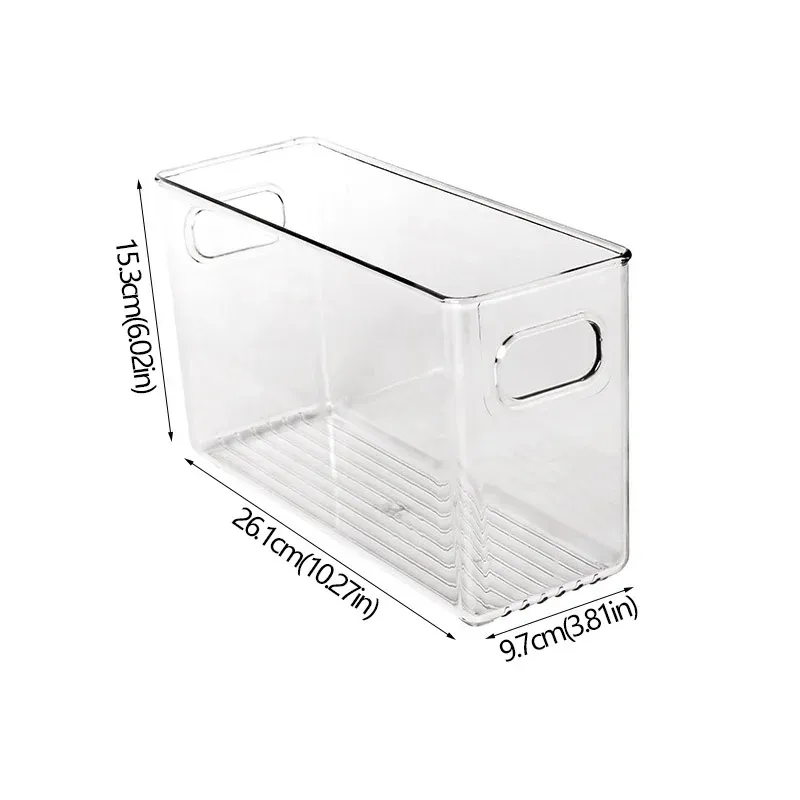Bac de rangement empilable pour réfrigérateur avec poignée, en plastique transparent 12
