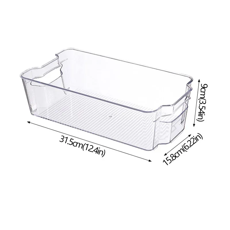 Bac de rangement empilable pour réfrigérateur avec poignée, en plastique transparent 11