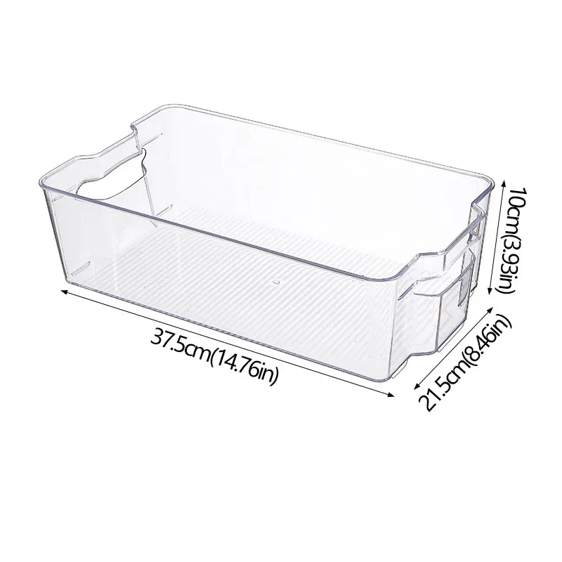 Bac de rangement empilable pour réfrigérateur avec poignée, en plastique transparent 13