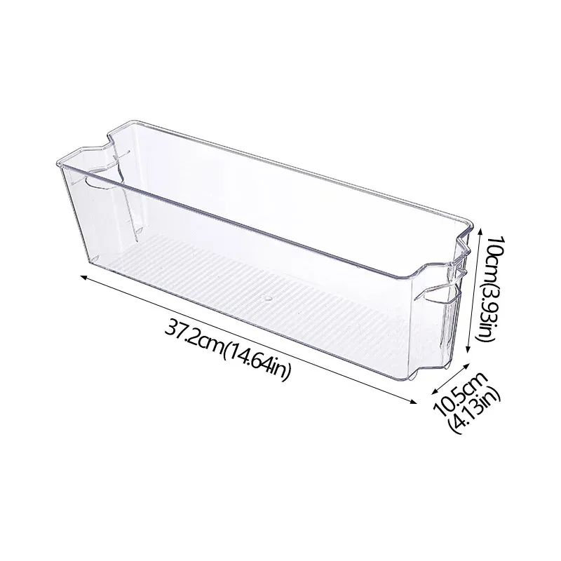 Bac de rangement empilable pour réfrigérateur avec poignée, en plastique transparent 16