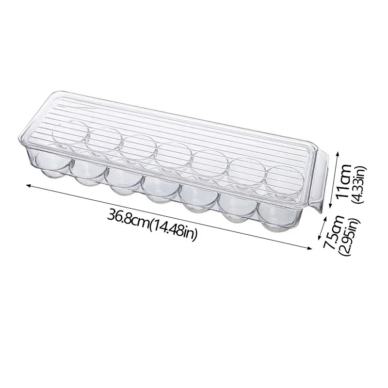 Bac de rangement empilable pour réfrigérateur avec poignée, en plastique transparent 18