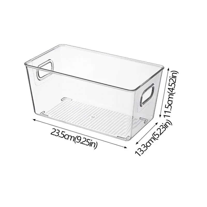 Bac de rangement empilable pour réfrigérateur avec poignée, en plastique transparent 17