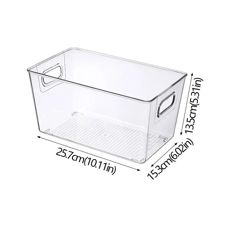 Bac de rangement empilable pour réfrigérateur avec poignée, en plastique transparent 8