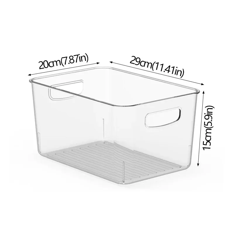 Bac de rangement empilable pour réfrigérateur avec poignée, en plastique transparent 7