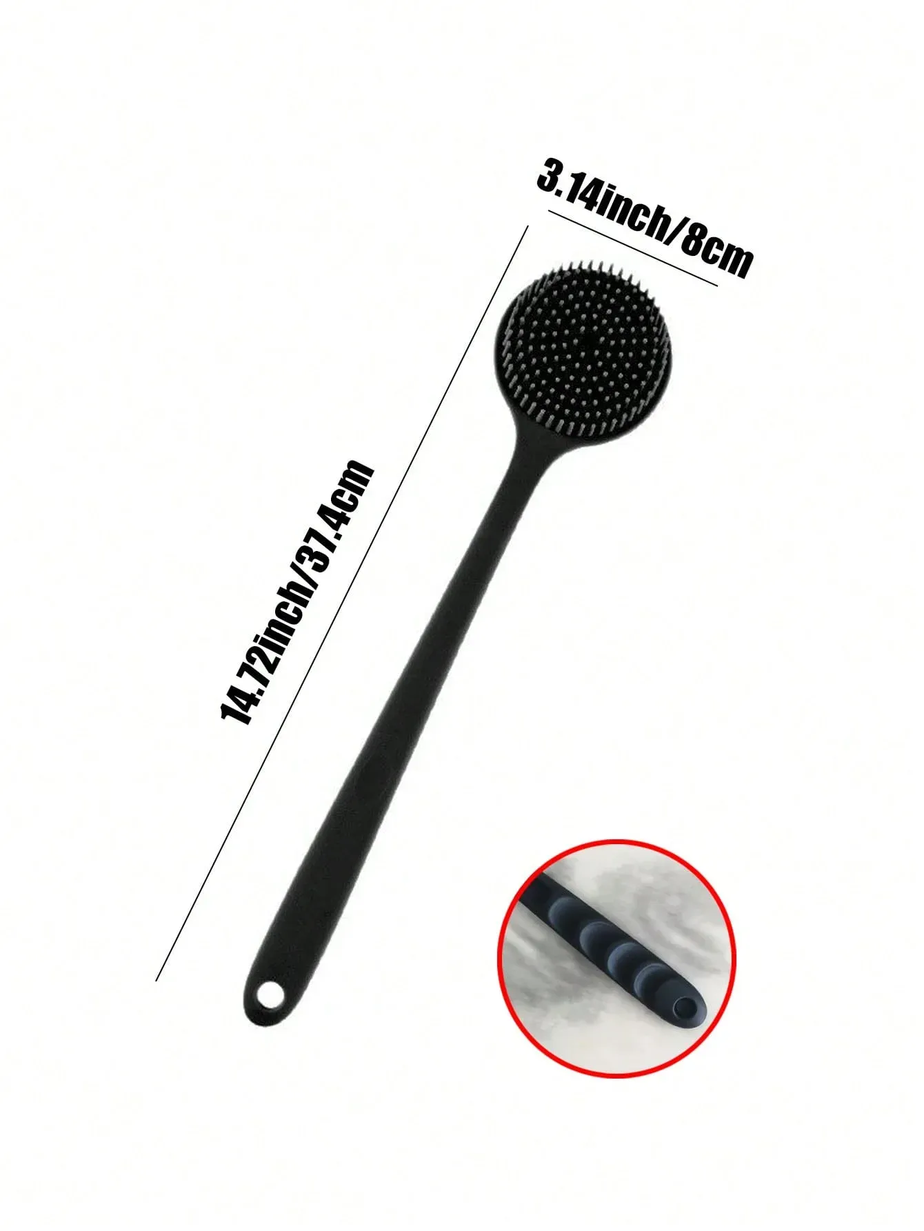 Brosse de massage et de gommage pour le dos en silicone à long manche, double face et ergonomique 5