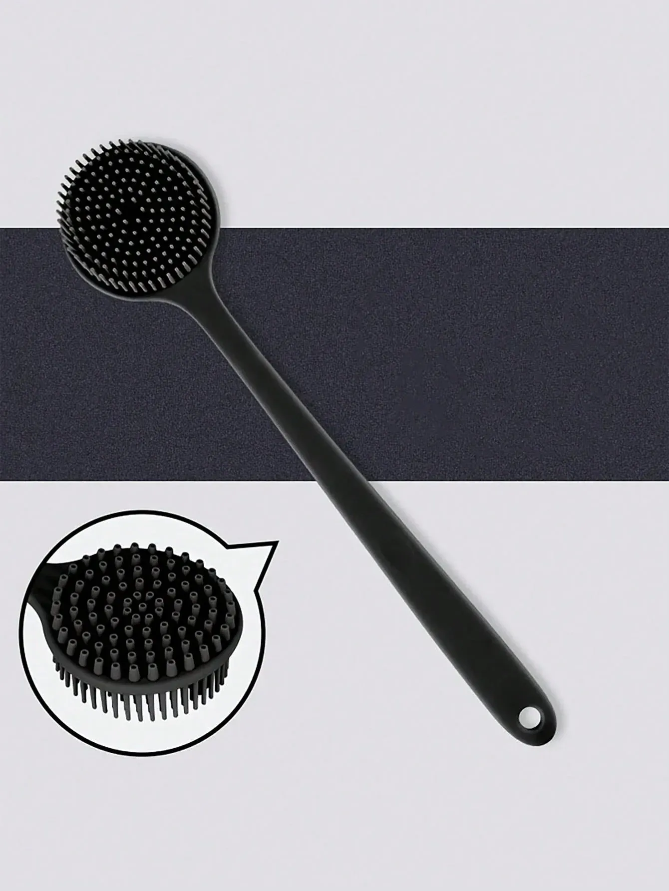 Brosse de massage et de gommage pour le dos en silicone à long manche, double face et ergonomique 4