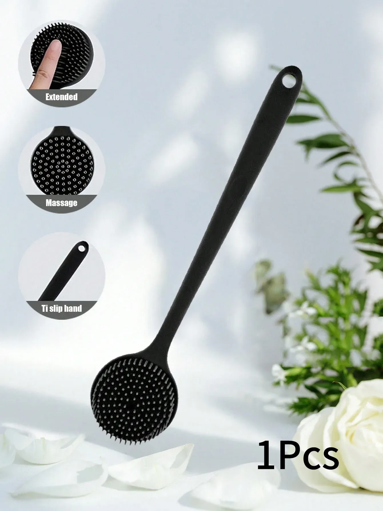 Brosse de massage et de gommage pour le dos en silicone à long manche, double face et ergonomique 6