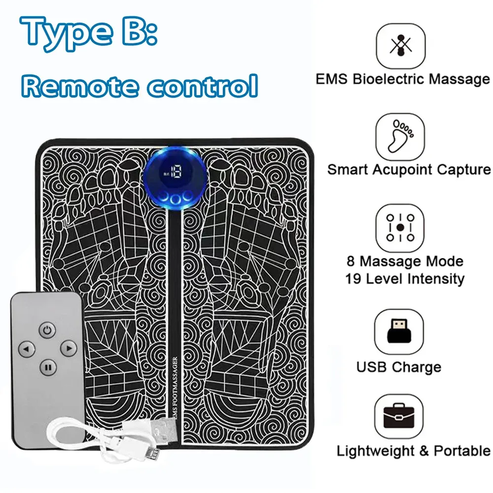 Coussin de massage électrique EMS pour les pieds, soulagement de la douleur et relaxation, avec stimulation des points d'acupuncture et de la circulation sanguine 8