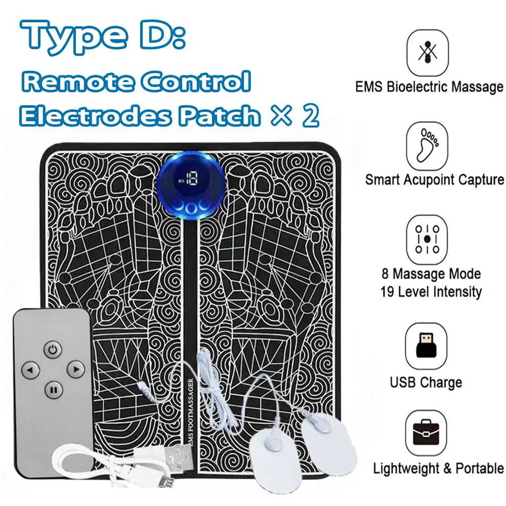 Coussin de massage électrique EMS pour les pieds, soulagement de la douleur et relaxation, avec stimulation des points d'acupuncture et de la circulation sanguine 14