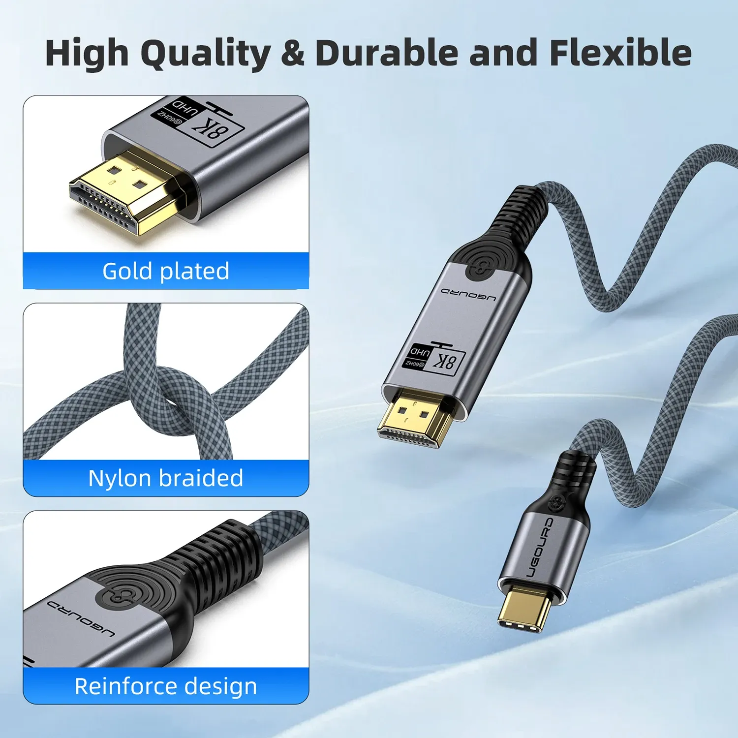 Câble adaptateur USB-C vers HDMI 2.0, 4K 60 Hz, compatible Thunderbolt 3 et 4 6