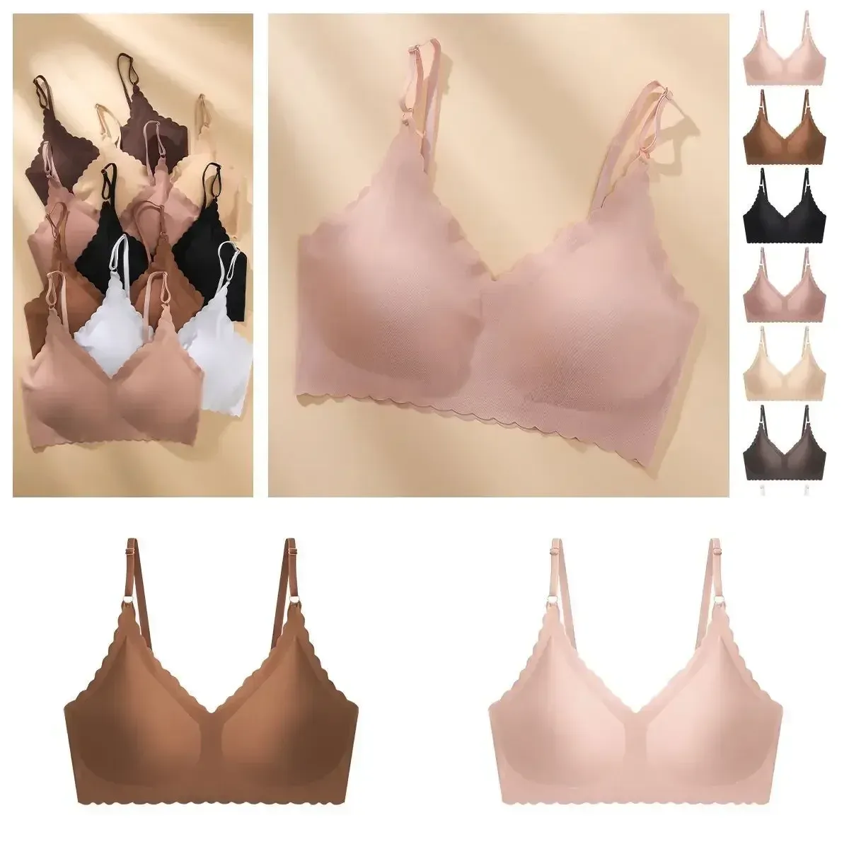 Détail du bord ondulé et de la finition du soutien-gorge