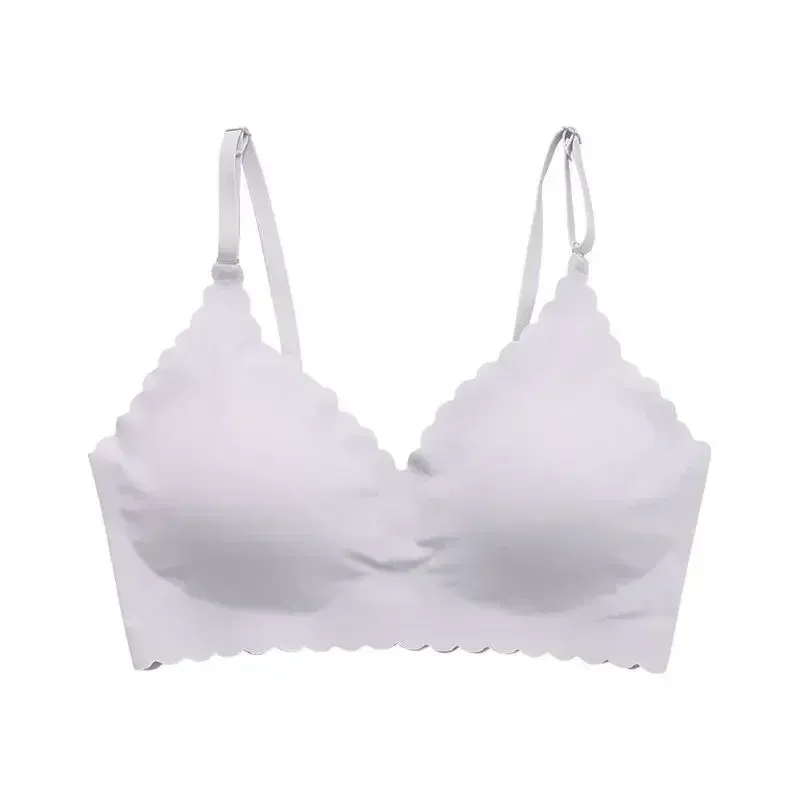 Soutien-gorge sans couture en soie glacée, rembourré, sans armatures, à bord ondulé invisible, idéal pour le yoga 10