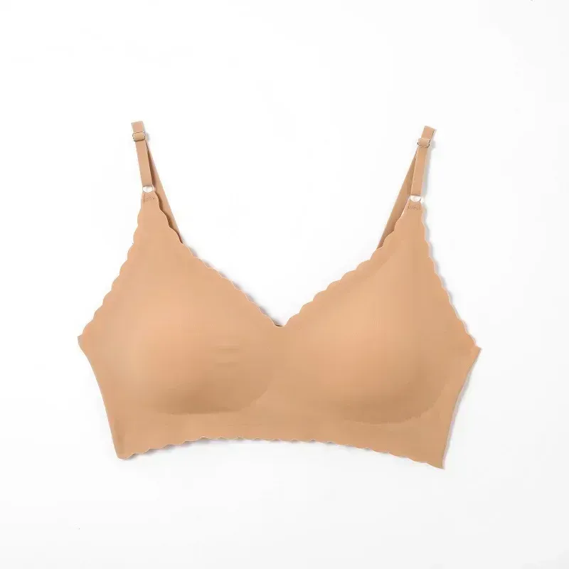 Soutien-gorge sans couture en soie glacée, rembourré, sans armatures, à bord ondulé invisible, idéal pour le yoga 9