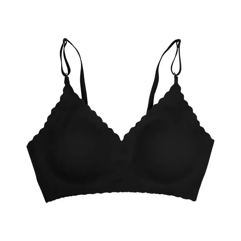 Soutien-gorge sans couture en soie glacée, rembourré, sans armatures, à bord ondulé invisible, idéal pour le yoga 7