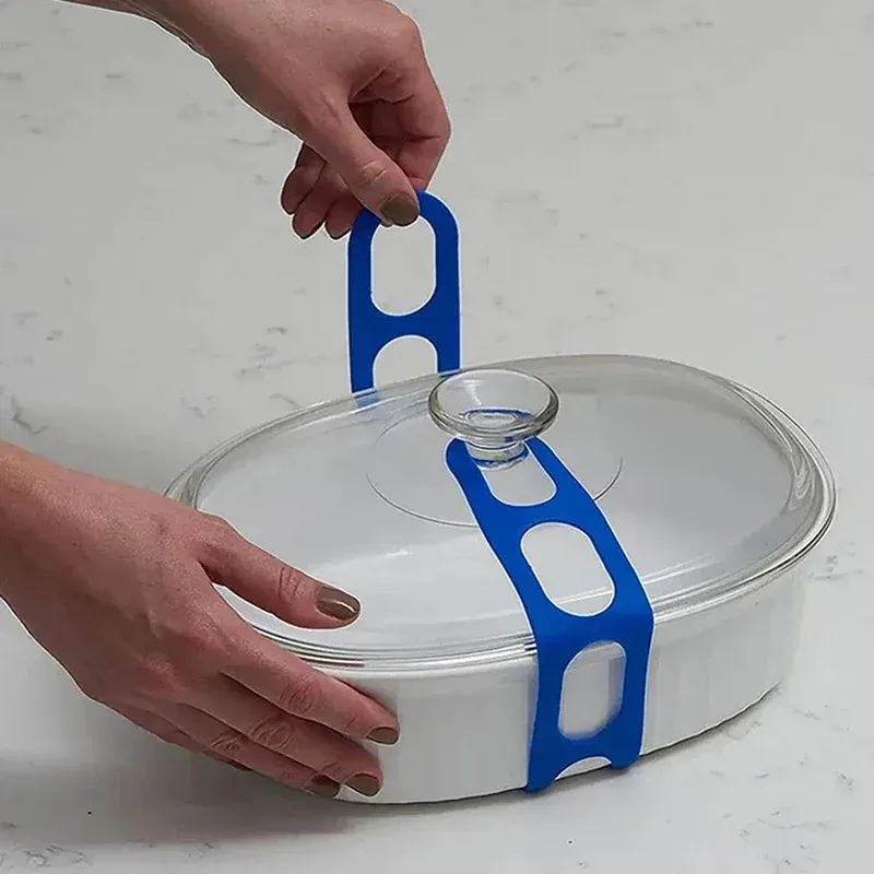 Sangle de couvercle réutilisable en silicone de 54 cm, support universel pour couvercle de pot et boîte à lunch 6