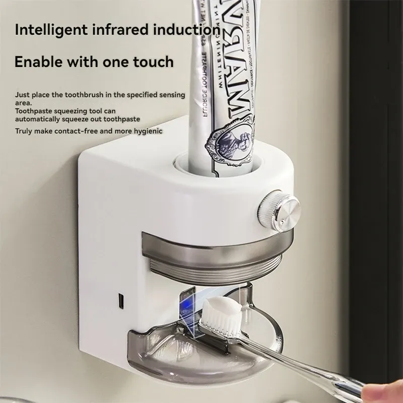 Presse-dentifrice automatique à induction, accessoires de salle de bain amovibles, sans perçage 2