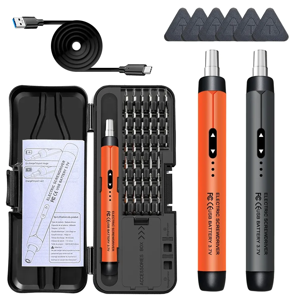 Jeu de tournevis électriques de précision sans fil rechargeable avec embouts pour la réparation d'ordinateurs portables, acier CRV
