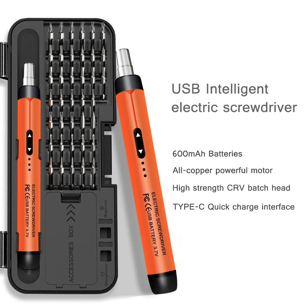 Jeu de tournevis électriques de précision sans fil rechargeable avec embouts pour la réparation d'ordinateurs portables, acier CRV 2
