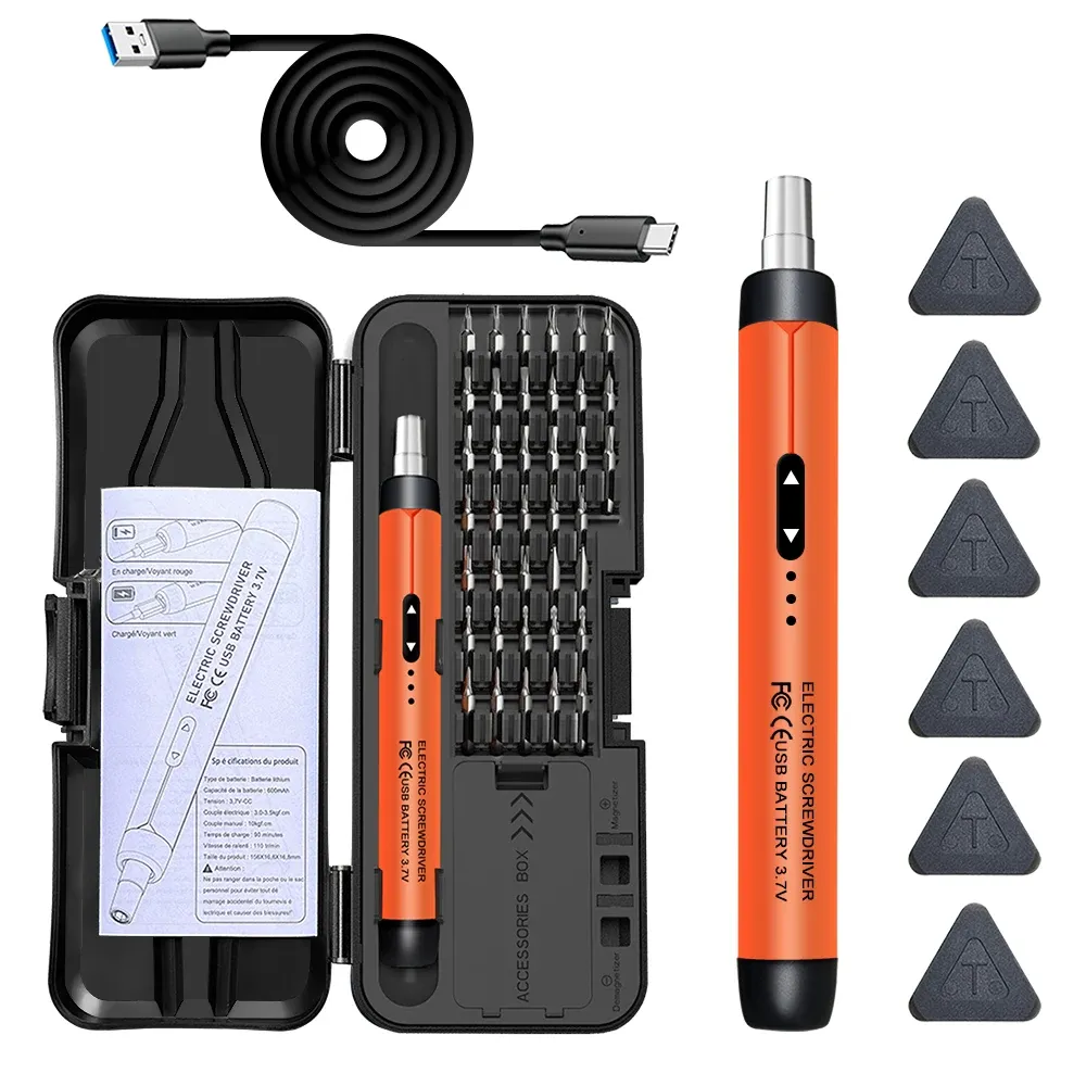 Jeu de tournevis électriques de précision sans fil rechargeable avec embouts pour la réparation d'ordinateurs portables, acier CRV 7