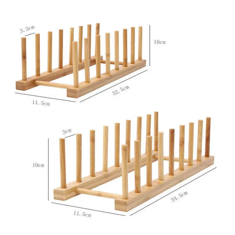 Support de rangement pour assiettes en bois multifonctionnel, pour tasses, couvercles de casseroles et égouttoir, organisateur de cuisine 6