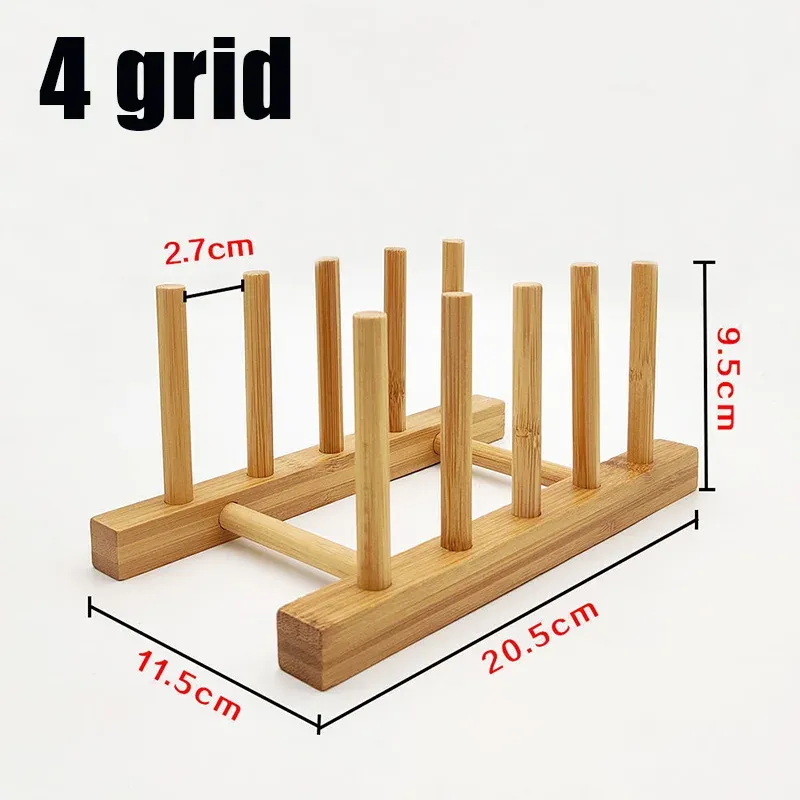 Support de rangement pour assiettes en bois multifonctionnel, pour tasses, couvercles de casseroles et égouttoir, organisateur de cuisine 9
