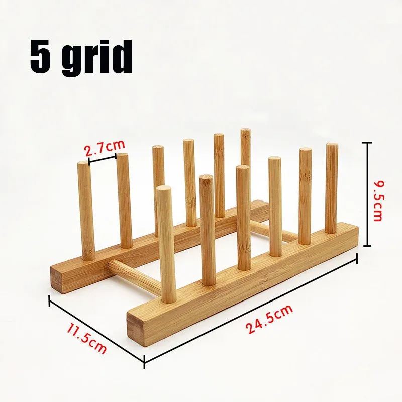 Support de rangement pour assiettes en bois multifonctionnel, pour tasses, couvercles de casseroles et égouttoir, organisateur de cuisine 10