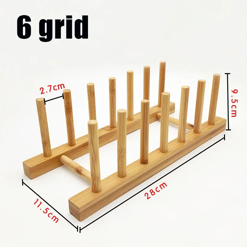 Support de rangement pour assiettes en bois multifonctionnel, pour tasses, couvercles de casseroles et égouttoir, organisateur de cuisine 7