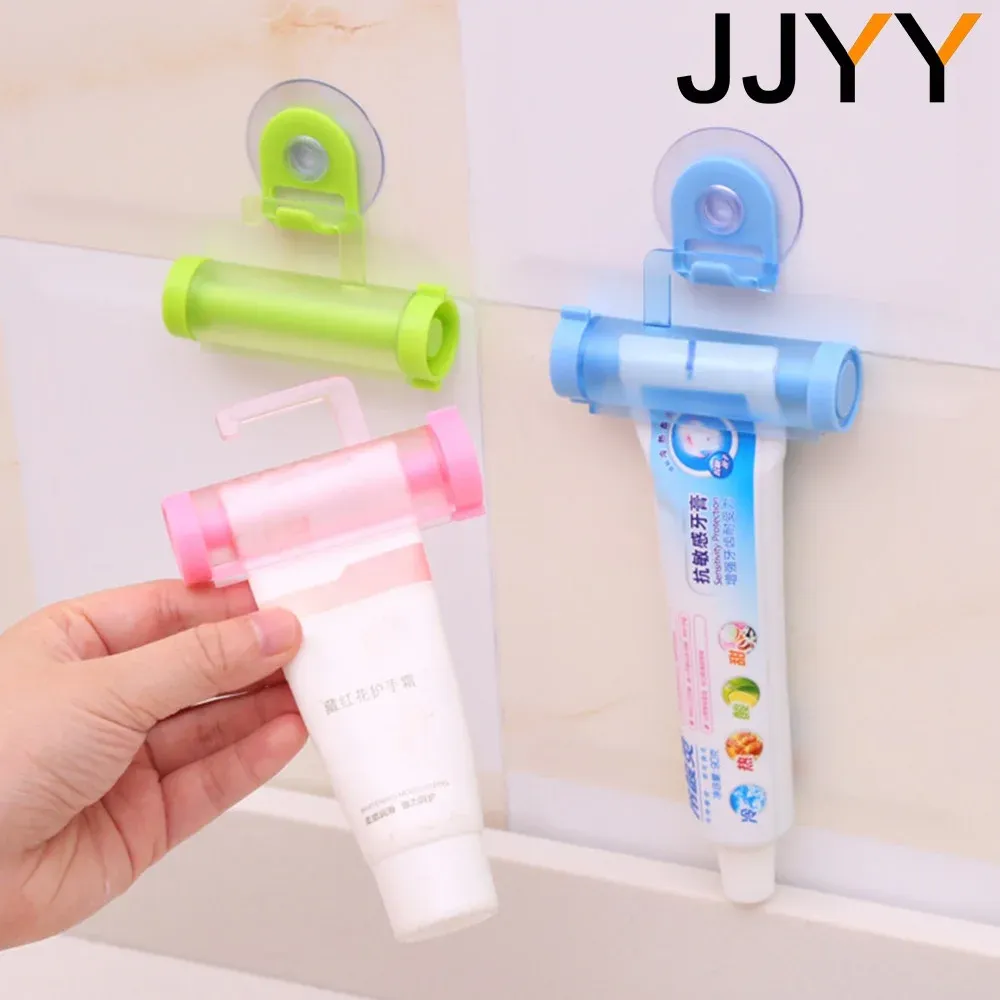 JJYY Distributeur manuel de dentifrice multifonction à rouleau avec support à ventouse pour salle de bain 2