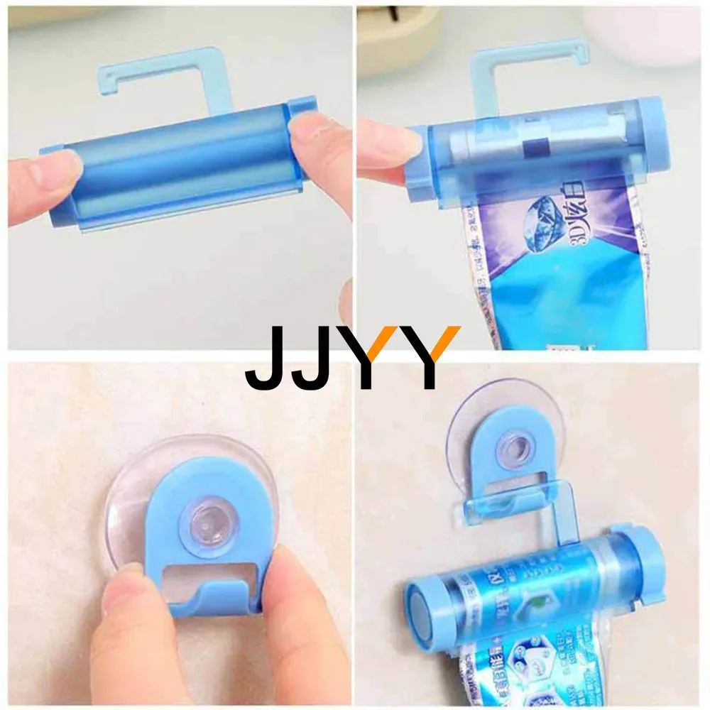JJYY Distributeur manuel de dentifrice multifonction à rouleau avec support à ventouse pour salle de bain 3