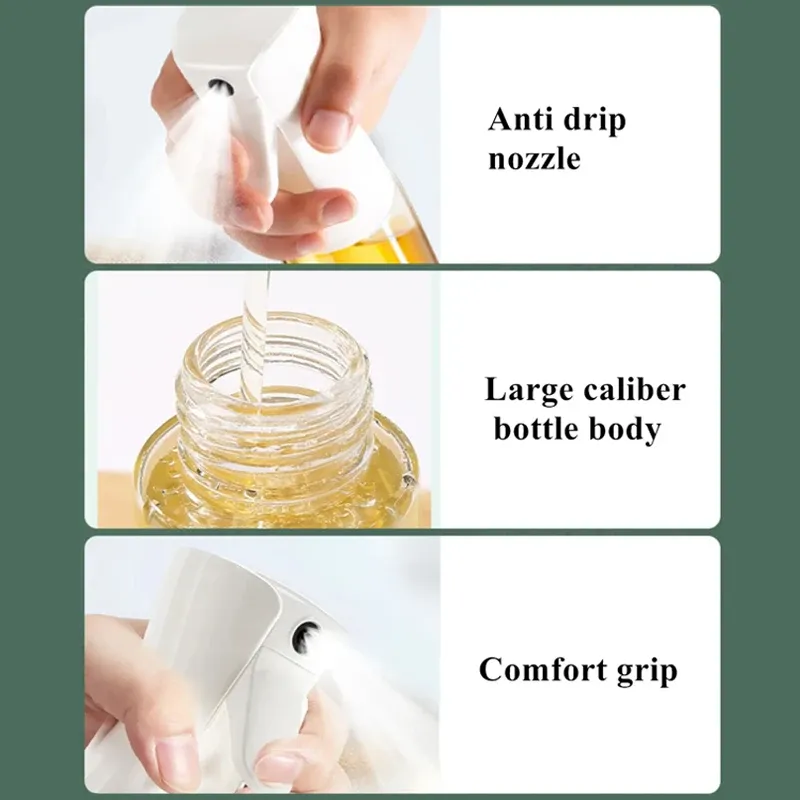 Bouteille vaporisateur d'huile de 200 ml, distributeur de cuisine pour barbecue et camping, flacon vide pour vinaigre et sauce soja 6
