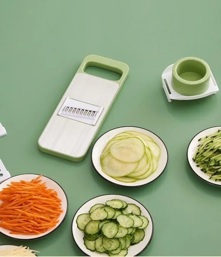 Coupe-légumes multifonction avec hachoir, râpe, trancheuse à pommes de terre et déchiqueteuse, pour usage domestique et commercial 6