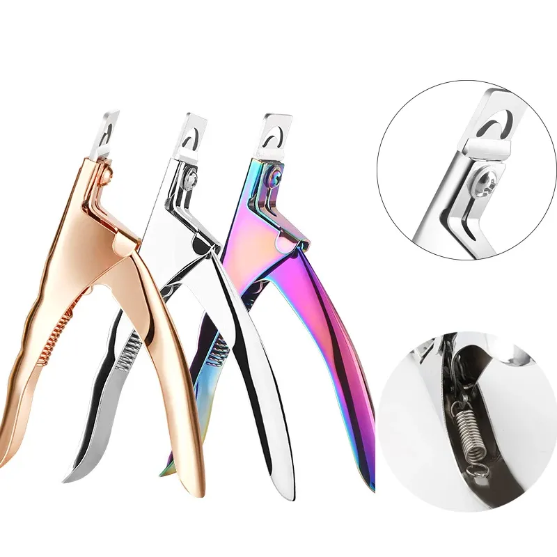 Coupe-ongles en U en acier inoxydable, 3 coloris, outil de manucure