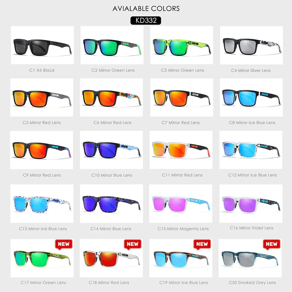 Lunettes de soleil carrées KDEAM pour homme, polarisées, sport, verres miroir 6