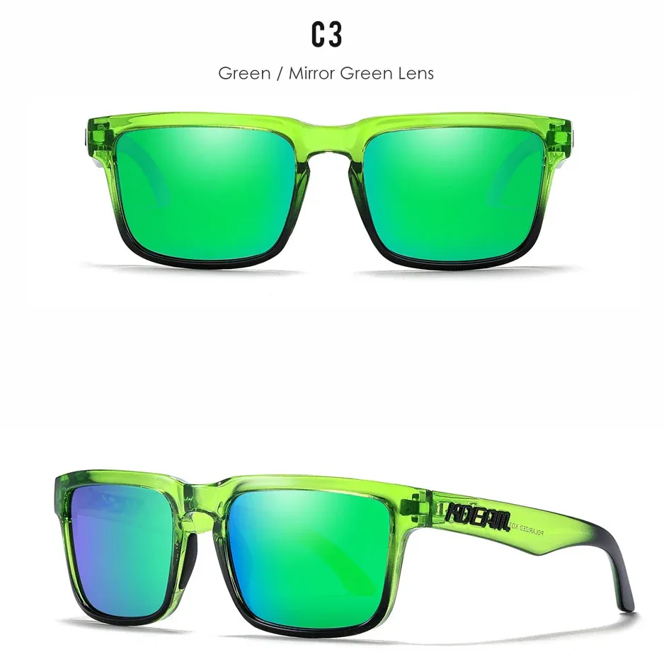 Lunettes de soleil carrées KDEAM pour homme, polarisées, sport, verres miroir 8