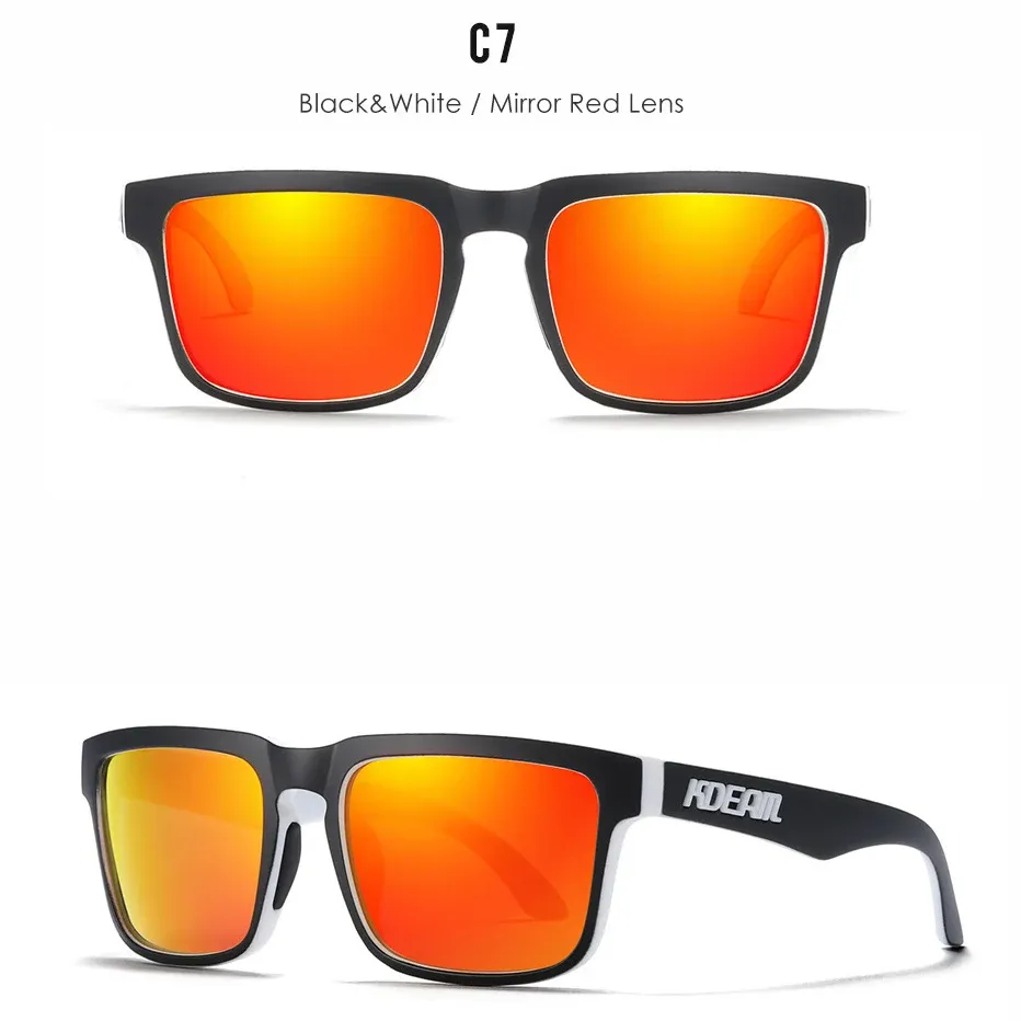 Lunettes de soleil carrées KDEAM pour homme, polarisées, sport, verres miroir 34